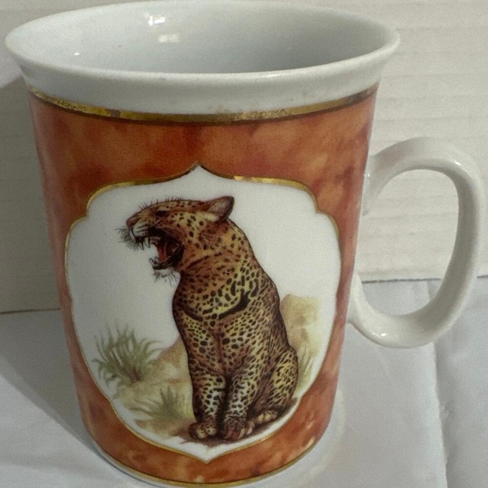 Godinger 1855 Email de Limoges Safari TIGER Tea/Coffee Cup Marked - Picture 3 of 8